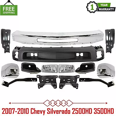 Front Bumper Chrome Kit With Brackets For 2007-2010 Chevy Silverado 2500HD 3500 • $978.84