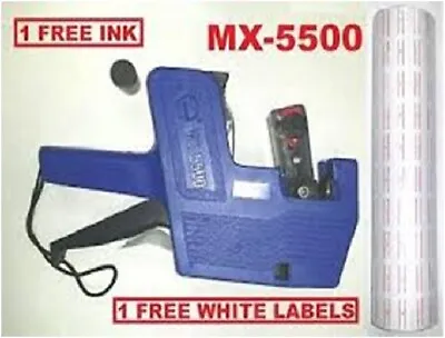 MX-5500 8Digits BLUE Price Tag Gun+ 5000 White With Red Lines  Labels+1 Ink • $18.99