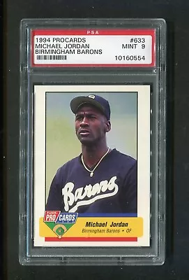 Michael Jordan Barons #633 Baseball Rookie Card 1994 Pro Cards GRADED PSA 9 MINT • $39.95