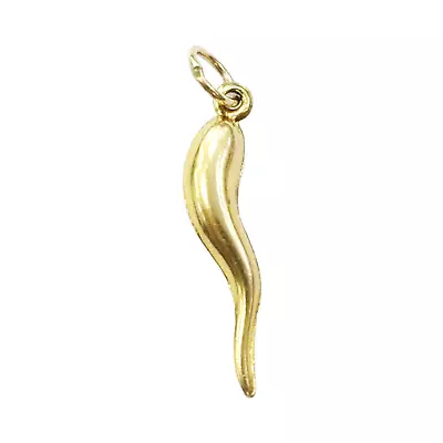 14K Yellow Gold Italian Horn Good Luck Cornicello Charm Necklace Pendant ~ 0.3 • £85.89