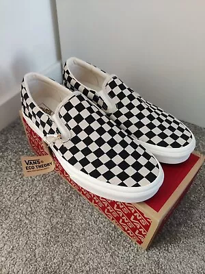 Vans Classic Slip-on Trainers - Eco Theory Checkerboard UK Size 9 • £44.99