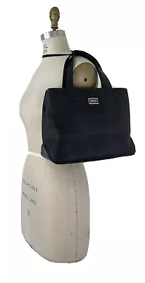 Burberry London Vintage Check Pattern Canvas/Leather Navy Blue/Black Handbag • $172