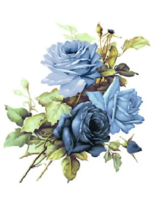 Vintage Image Blue English Roses Furniture Transfers Waterslide Decals FL529 • $12.99