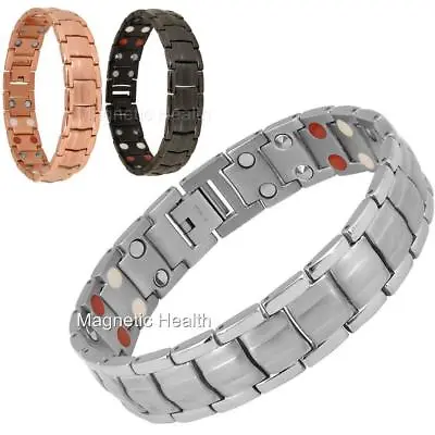 MENS MAGNETIC BIO ENERGY TITANIUM BRACELET 4in1 HEALTH ARTHRITIS PAIN RELIEF  • £29.99