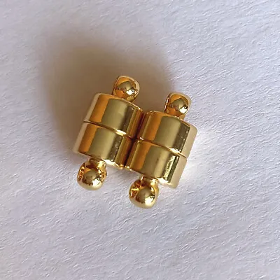 Magnetic Column Clasp 18K Gold Plated Brass 12x6mm 2 Sets • £2.99