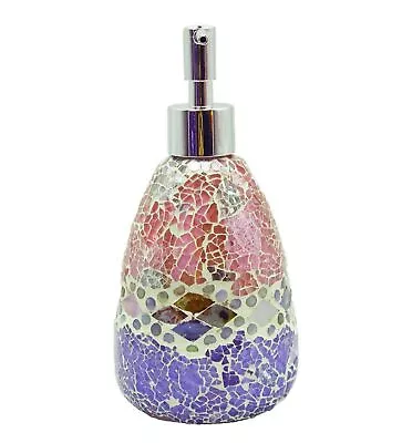 Pink Aztec Glass Mosaic Soap Dispenser Pump Bottle Holder Crystal Colourful • $39.26