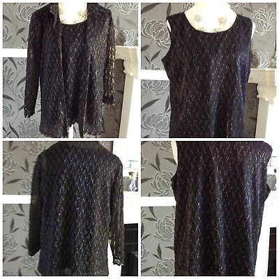 £23 • Buy Berketex Lurex Black Long Sleeve Cardi And Top Size 18 Pristine Away