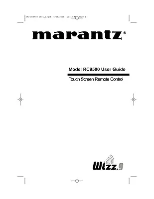 Operating Instructions For Marantz RC-9500 • $15.24