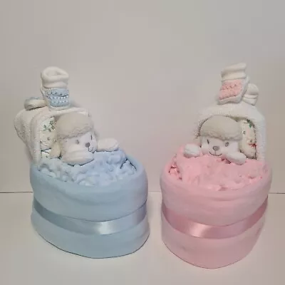 New Baby Boy Girl Crib Style Nappy Cake Baby Gift Baby Shower Hamper • £26.99