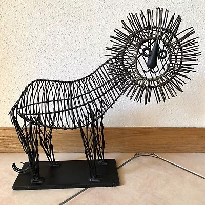 Metal Lion Sculpture Curtis Jere Style Modernist Wire Art Pier 1 One MCM 18 X15  • $34.32