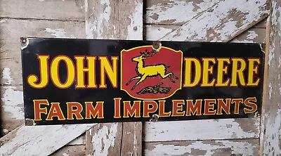 Vintage John Deere Porcelain Sign 3ft Tractor Farm Implements Dealer Sales Store • $463.29