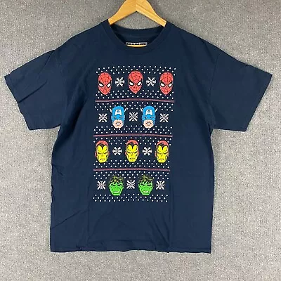 Marvel Shirt Mens Extra Large Blue Iron Man Captain America Hulk Christmas Adult • $9.95