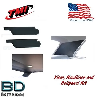 1970 Chevelle Coupe Headliner Sailpanel And Visor Kit Black Perforated Vinyl • $307.47