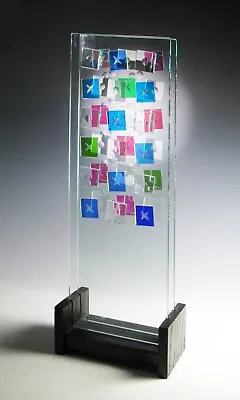 Dichroic Glass Sculpture  HUGS AND KISSES  Hand Engraved & Created By Ray Lapsys • £170.30