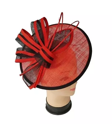 Women's Fascinator Large Round Headband And Clip Hat Wedding Race Royal Ascot • £16.99