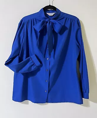 Ms Bond Women's Sz 38 Long Sleeve Secretary Button Down Pussybow Tie Blouse • $12.50