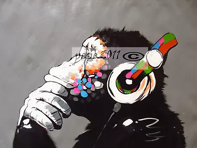 Art Painting Canvas Original Street Print DJ Monkey Chimp 32  X 24  Australia • $32.38