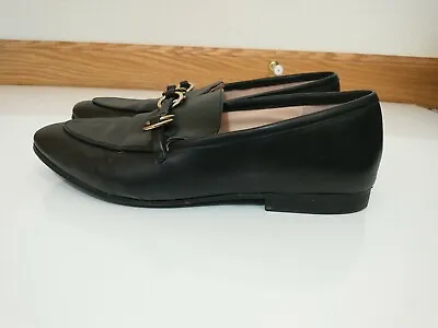 H&M Comfort Loafer Flats Almond Toe Black W/ Rings Women Size 8.5 US 40 EUR Shoe • $6.68