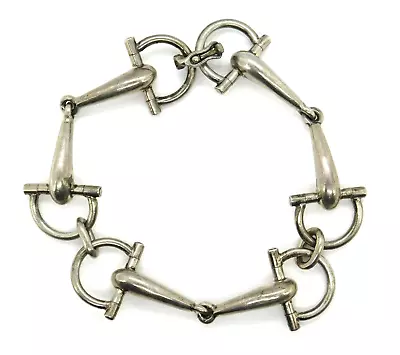 Vintage Gucci 925 Sterling Silver Horsebit Link Bracelet 8.25 In. • £1265.05