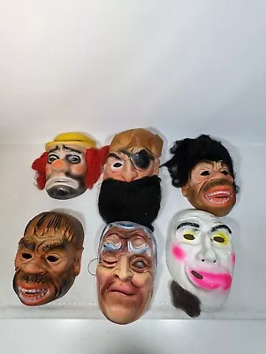 Lot Of 5 Vtg Halloween Molded Plastic Masks Clown Caveman Hobo Pirate Old Woman  • $42.99