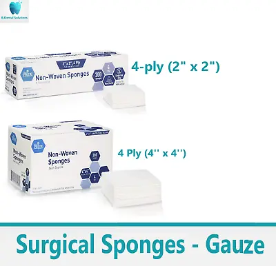 200/Pk  4x4 2x2 Non Woven Sponges 4-Ply Non-Sterile Cotton Dental Gauze Pads US • $5.95