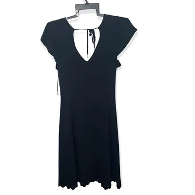 $35.99 • Buy Forever New Womens A Line Dress Black Scalloped Hem Stretch Workwear Size 6