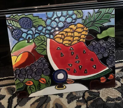 $65 • Buy Wall Hanging Glass Mosaic Art Mixed Fruit Handmade 14”x11” Heavy