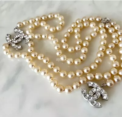 Chanel Vintage Pearl And Diamanté Heart Necklace / Belt  Circa 1990 ! Bargain • $1199