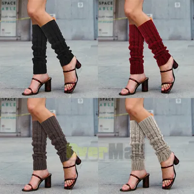 Women Leg Warmers Crochet Knit Ribbed Knee High Solid Winter Boot Wool Sock Long • $10.63