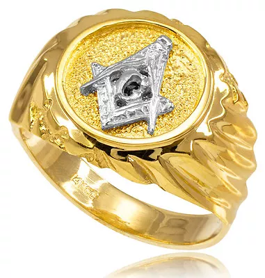 10k Solid Yellow Gold Masonic Men's Ring • $359.99