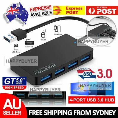 $7.45 • Buy Multi USB 3.0 Hub 4 Port High Speed Slim Compact Expansion Smart Splitter