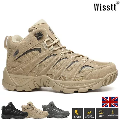 Mens Military Tactical Work Boots Desert Leather Combat Camping Army Shoes UK • £29.99