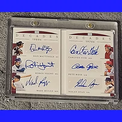 Nolan RyanPete RoseWade BoggsDon MattinglyRobin Yount & Carton Fisk Auto 4/5 • $300