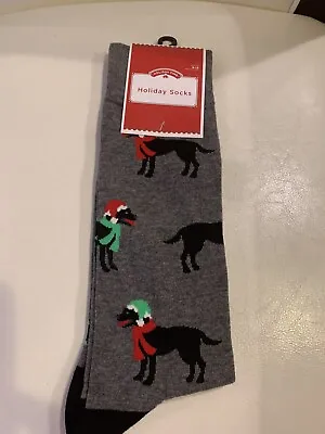 Buy 1 Get One Free Men Holiday Grey/red/green Black Dog Christmas Socks (6-12) • $10.49