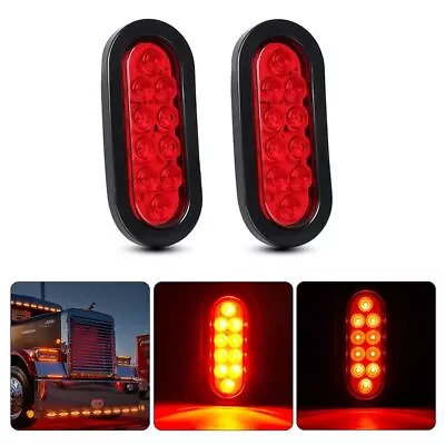 Red 6  Oval Trailer Lights 10 LED Stop Turn Tail Truck Sealed Grommet Plug DOT • $2.25