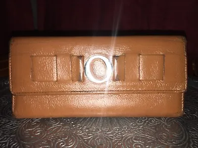 Ladies Vintage Leather Wallet 1980s Soft Feel OROTON Purse Tan Brown Metal Logo • $26.08