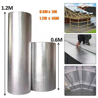 0.6M/1.2M Wide Foil SingleLayer Air Bubble Wrap Aluminum Insulation Roll Silver • £7.29