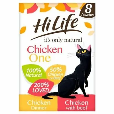 £11.75 • Buy HiLife Pet Wet Cat Food It's Only Natural The Chicken One Pack Of 8 X 70g