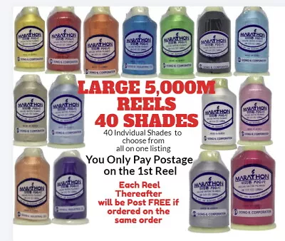£9.60 • Buy Marathon Embroidery Machine Thread LARGE 5000m Spools Fits Brother Janome Etc