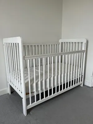 John Lewis 'Eric' Cot Bed 60 X 120cm & Mattress & IKEA Protector (ALL USED) • £30