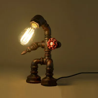 Handcrafted Pipe Table Lamp Steampunk Desk Lamp Plug In Kids Room Decor Light • $59.90