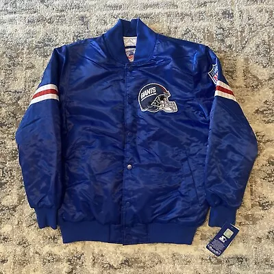 Starter Homage New York Giants Satin Bomber Jacket Adult XL Spell Out Blue NWT • $79.99