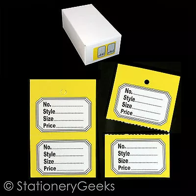 £5.22 • Buy 1000 Yellow Clothes Garment Tickets Perforated Clothing Price Stock Tags Tagging