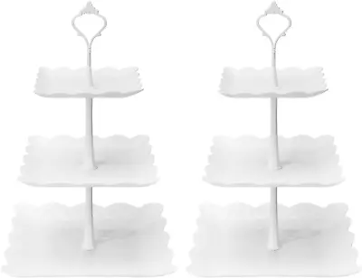 Coitak 3 Tier Cupcake Stand 2 Set Plastic Tiered Serving Stand Square Dessert • $25.16