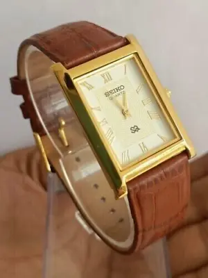 Seiko Slim Quartz Gold Plated New Battery Japanese Men's Wrist Watch • $19.99