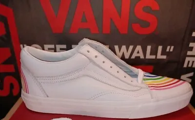 Vans Men's 10.5 Leather Flour Shop Super Comfycush Old Skool Rainbow/White Pride • $49.99