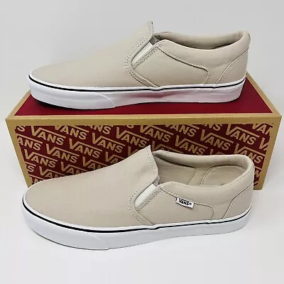 VANS ASHER Canvas Tan Slip On Skate Shoes Sneakers VN0A45J8K1T Men Size 10.5 NWB • $49.29