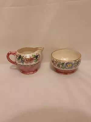 Vintage Maling Peony Rose Lustre Ware Bowl And Milk Jug • £3.99