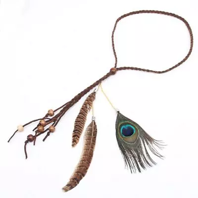 Bohemian Peacock Feather Headdress Headband Braiding Hair Band Headband2161 • $4.74