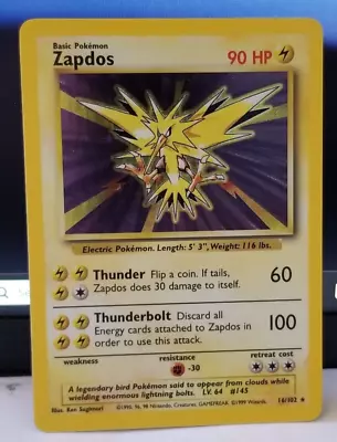 Pokémon TCG - Base Set Unlimited - Zapdos 16/102 - Holo Rare • $22